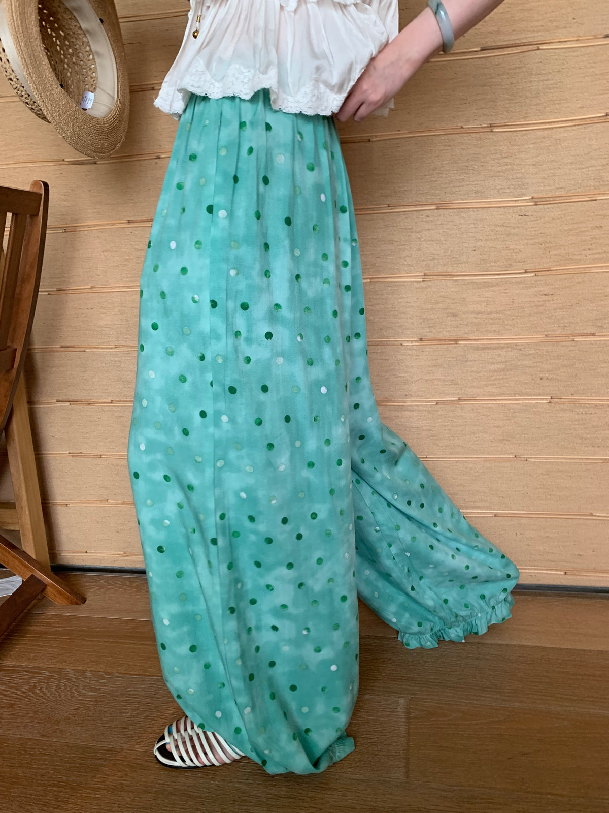 Balloon‑Shape Rayon Harem Pants With Side Pockets, High Waist Loose Casual Pants